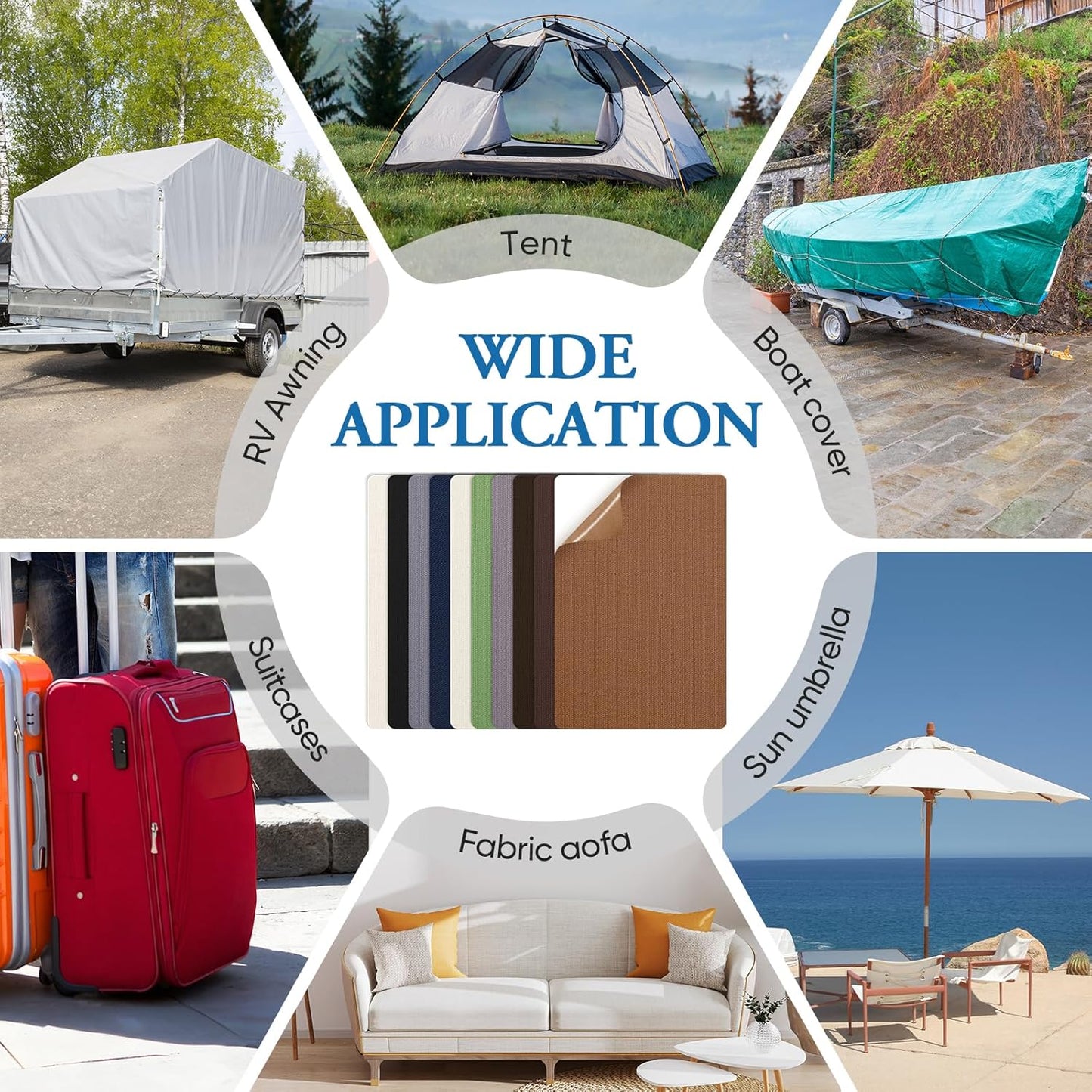 Canvas Repair Patch 5.5 x 8 Inches 6Pcs Self-Adhesive Waterproof Canvas Patch Kit for Repairing Tents,Sofas,Boat Covers,Camping Chair,Awnings,Car Seats.（Khaki）