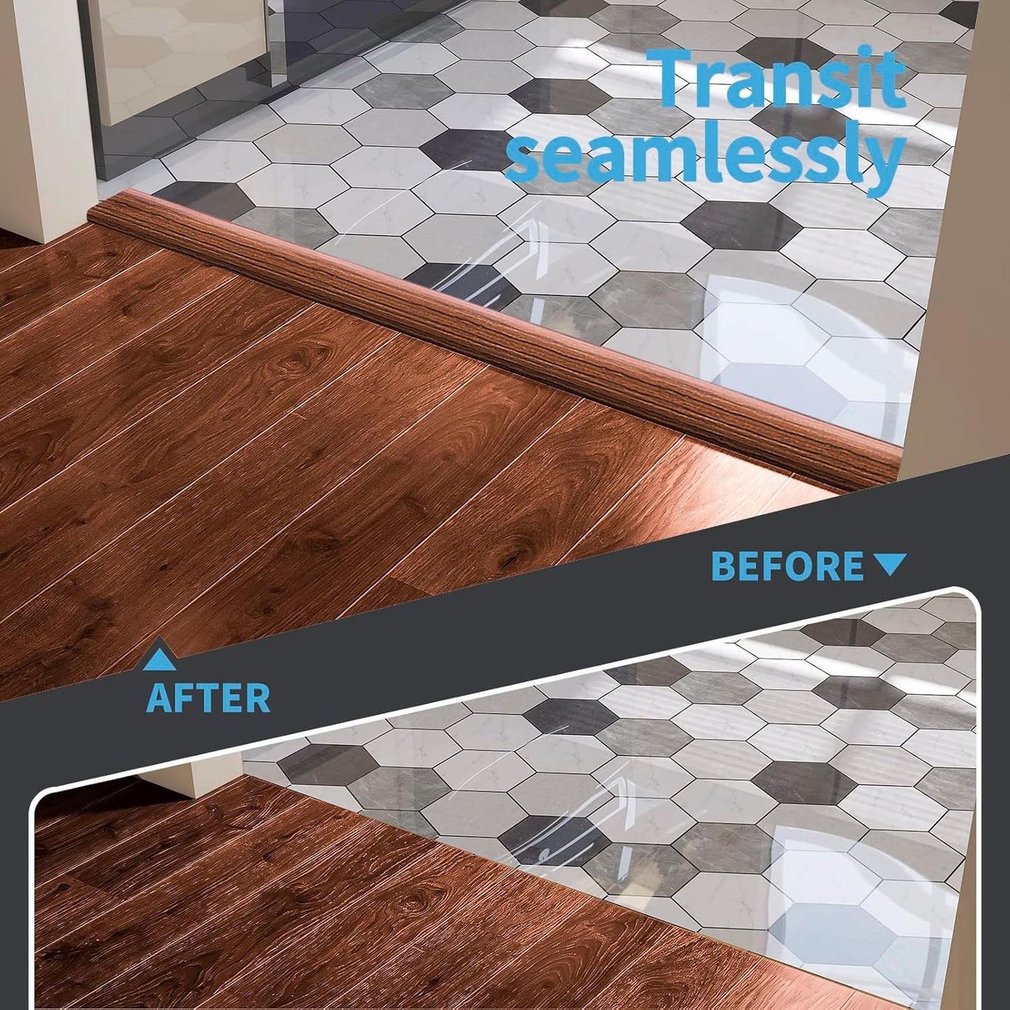 Art3d Self Adhesive Vinyl Floor Transition Strip,Laminate Floor Strip Floor Flat Divider Strip for Joining Floor Gaps, Carpet Threshold Transition, Floor Tiles (4 FT, 1.57in, Cherry)