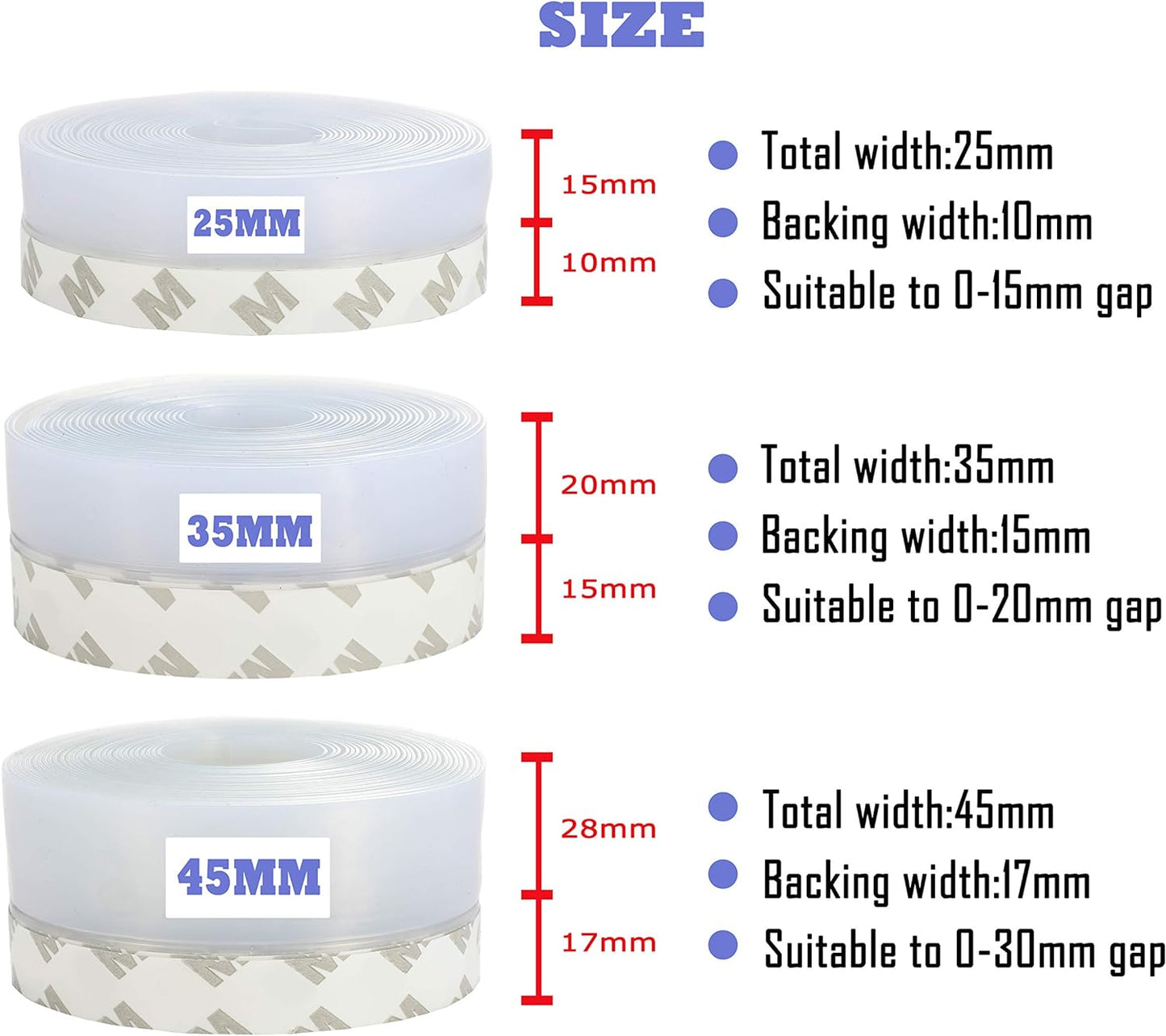Weather Stripping Door Seal Strip,Door Strip Bottom for Doors Silicone Sealing Sticker Adhesive for Doors and Windows Gaps of Anti-Collision Silicone 5M/16FT (45MM, Transparent)