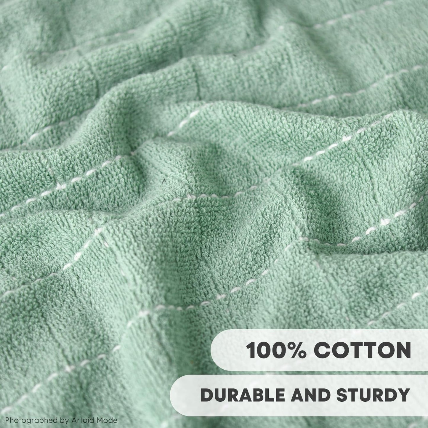 Artoid Mode Checkered Designed Cotton Light Green Terry Kitchen Dish Cloths, 12x12 Inch Soft Absorbent Quick Drying Cleaning Kitchen Rags Set of 6
