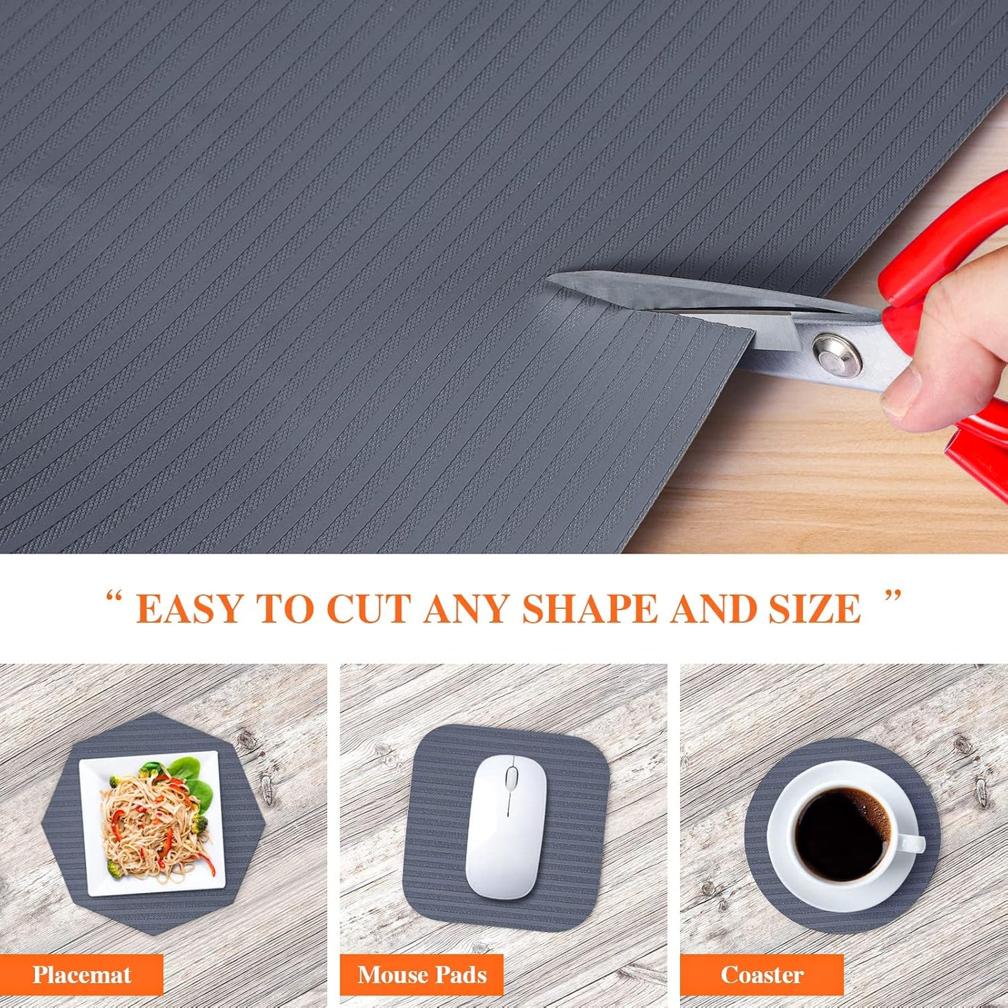 Shelf Liner Non Adhesive, Washable Cabinet Liners for Shelves, Waterproof Durable Non-Slip Drawer Liners for Kitchen Cabinets, Cupboard, Pantry, Gray 14" X 20'