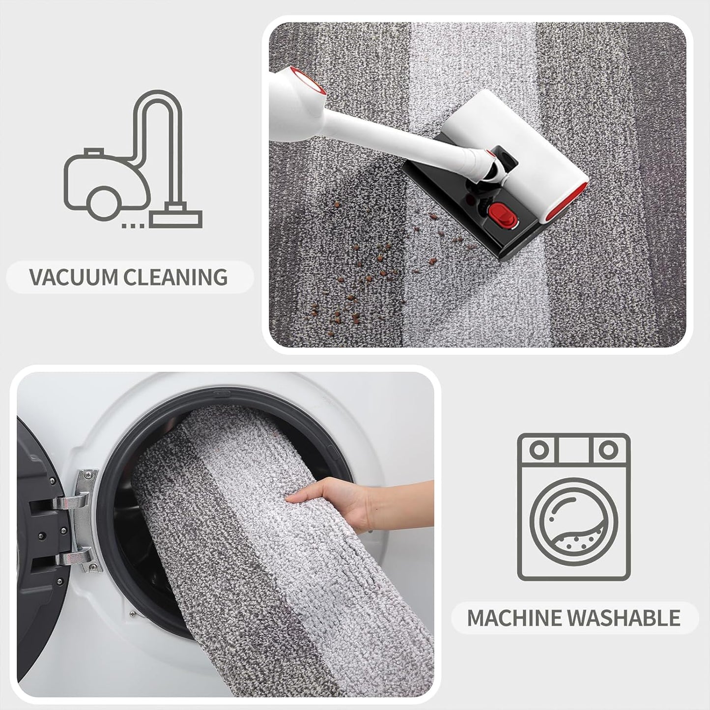 Kitinjoy Indoor Outdoor Door Mat, 30x17 Non-Slip Absorbent Dirt Trapper, Low-Profile Washable Inside Entrance Front Floor Mat, Sturdy Soft Entry Doormats for Entryway, Light Grey