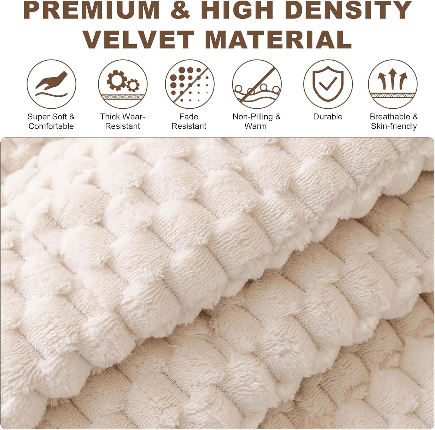 OTOB All Seasons Sofa Covers for 3 Cushion Couch Washable, Fuzzy Non Slip Kids & Pet Friendly Couch Cover Furniture Protector, Soft Plush Sofa Slipcovers Dog Bed Mats (Cream, 31.5" x 70.9'')