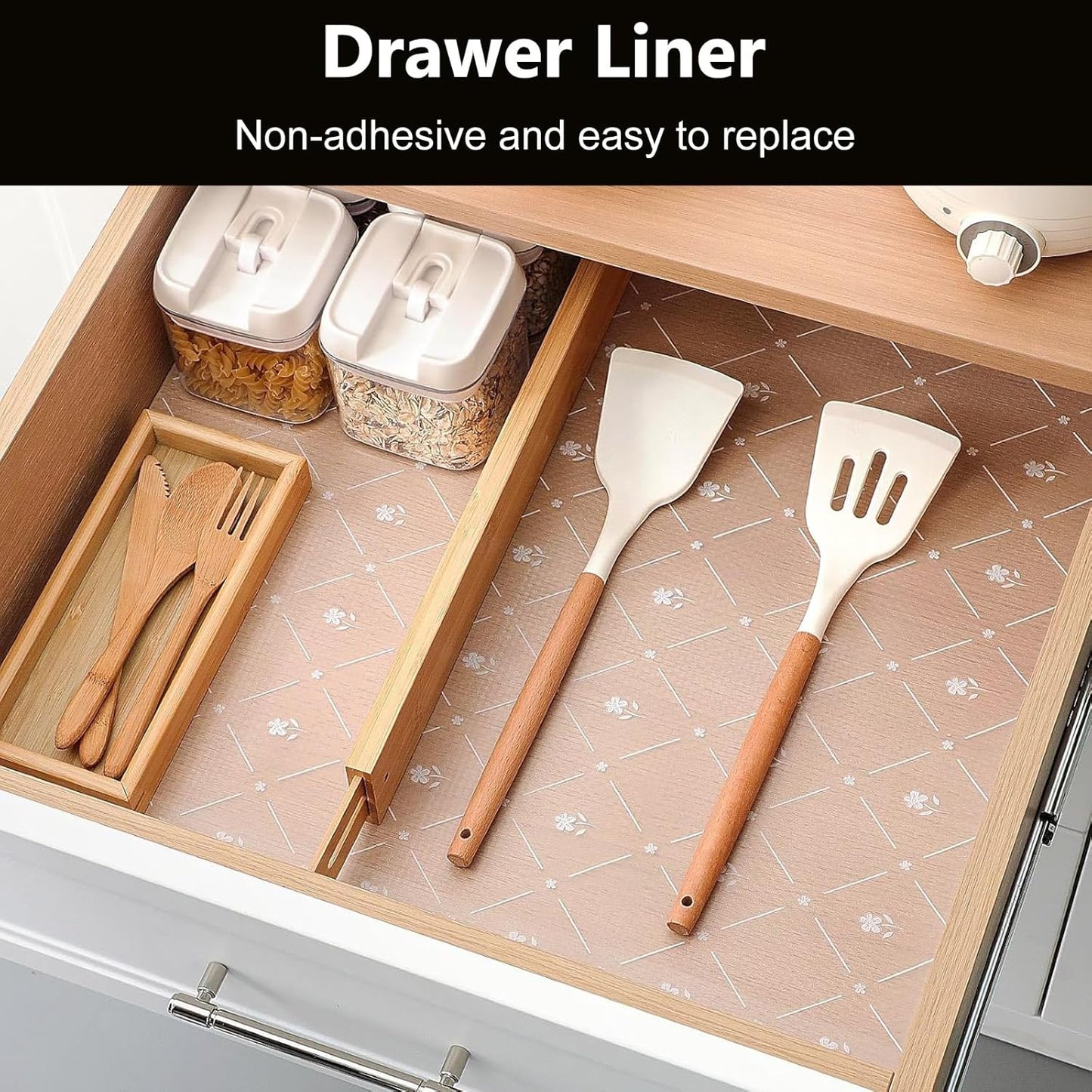 INNOLITES Shelf Liners for Kitchen Cabinets, Non Adhesive Drawer Cabinet Liner, Waterproof Oil-Proof Non-Slip Shelf Liner for Kitchen Pantry Refrigerator 17.7" x 360"
