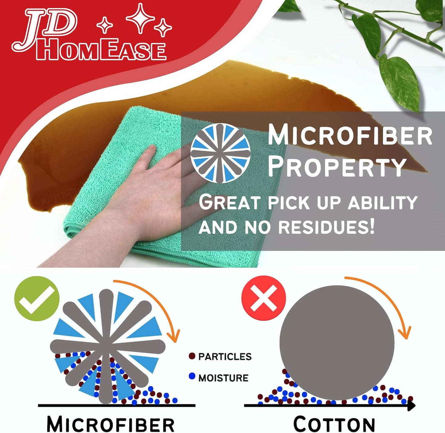 Microfiber Cleaning Cloths,48 Pack, 16"x16", All-Purpose, Softer, Highly Absorbent, Lint-Free, Reusable, Washable Pro Towels, Brown, for House, Kitchen, Bathroom, Car, Office