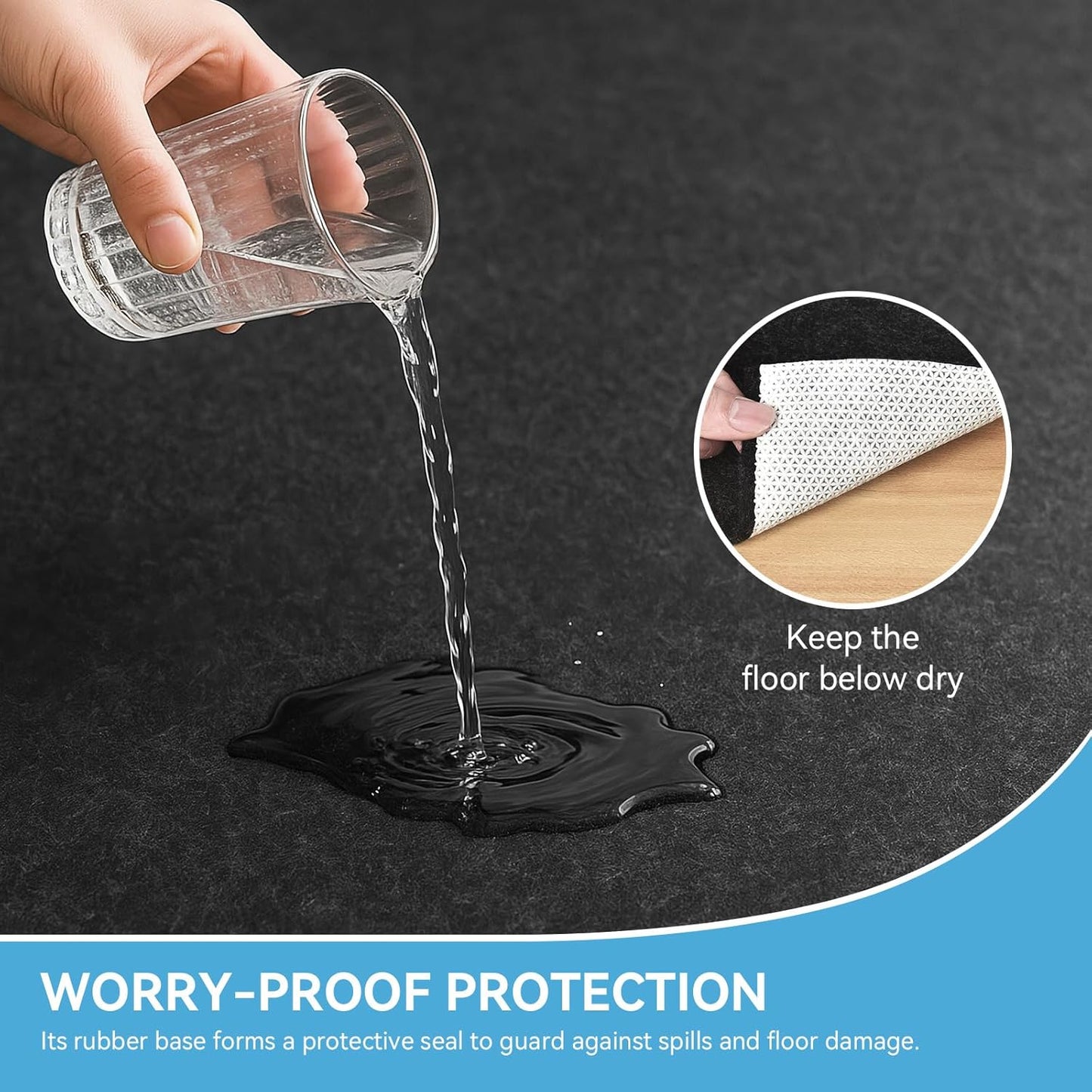 Warmstar 4x6 FT Non Slip Rug Pad,100% Waterproof Felt Rug Pad for Hardwood Floors,1/4” Thick Soft Carpet Pad with Natural Rubber Backing, Secure Grip & Floor Protection