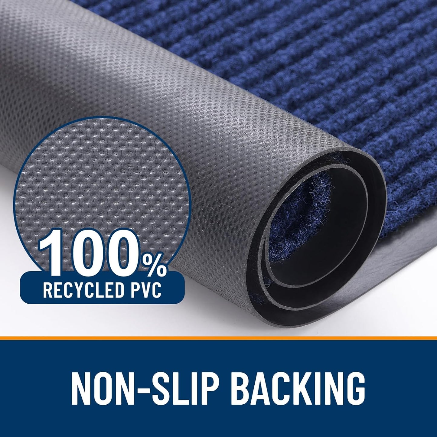 OLANLY Front Door Mat Indoor Outdoor Entrance, Waterproof Heavy Duty Doormat, Fade Resistant, Low Profile, Easy Clean Patio Porch Welcome Floor Mats for Entry, 71x23, Blue