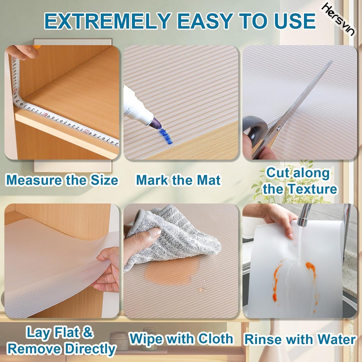 Shelf Liners 24 in x 20 ft EVA Drawer Mats, Non-Adhesive Cupboard Protector, Kitchen Cabinet Lining Fridge Liner (Clear Stripe, 61x610cm)