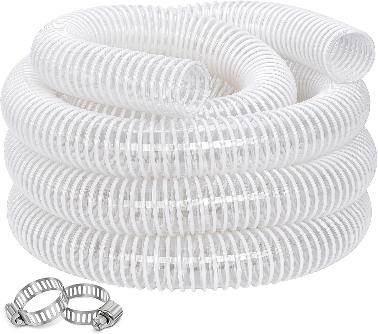 Dust Collection Hose 2-1/2 in × 5 ft Heavy Duty Clear Flexible PVC Reinforced Thicken Helix Suction Discharge Corrugated Pipe Hose for Fume Dust Collector Fitting Wood Chip Saw (2.5 inch hose)