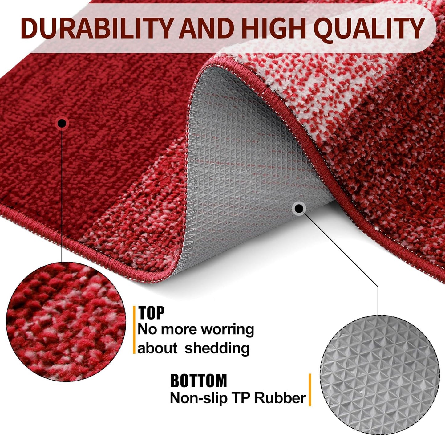 Kitinjoy Indoor Outdoor Door Mat, 32x20 Non-Slip Absorbent Dirt Trapper, Low-Profile Washable Inside Entrance Front Floor Mat, Sturdy Soft Entry Doormats for Entryway, Burgundy