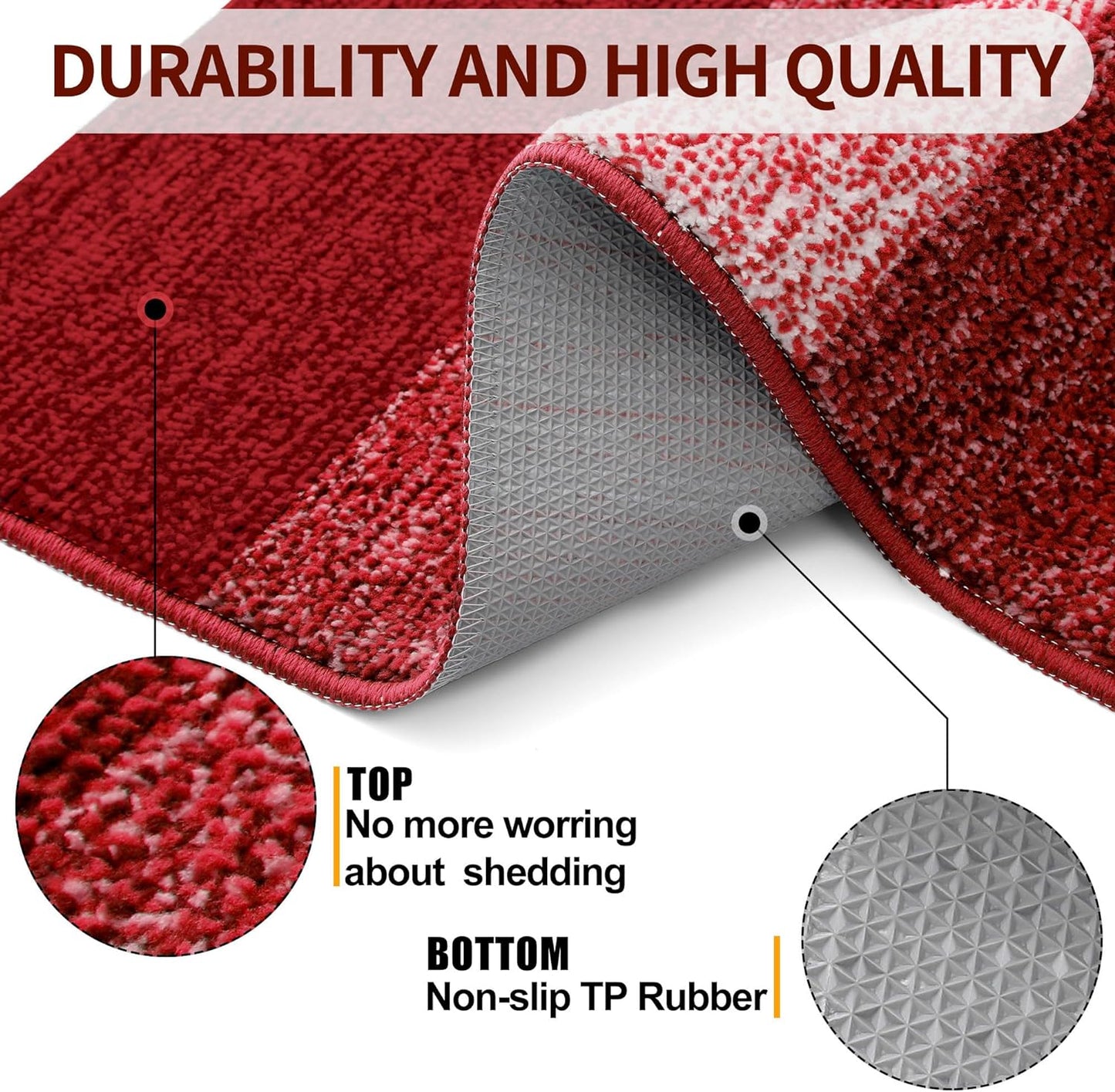 Kitinjoy Indoor Outdoor Door Mat, 40x32 Non-Slip Absorbent Dirt Trapper, Low-Profile Washable Inside Entrance Front Floor Mat, Sturdy Soft Entry Doormats for Entryway, Burgundy