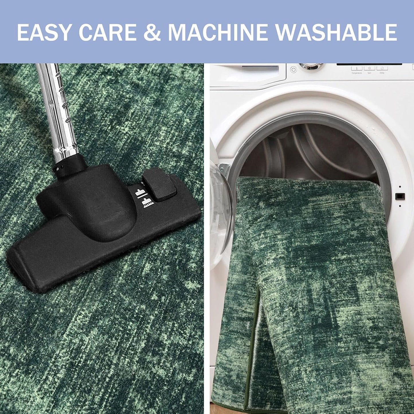 IOHOUZE Abstract Runner Rug 3x14 Ft Washable Runners for Hallways, Non Slip Kitchen Runner Printed Faux Wool Entryway Runner Indoor, Modern Abstract Floor Carpet for Hall Stair, Dark Green