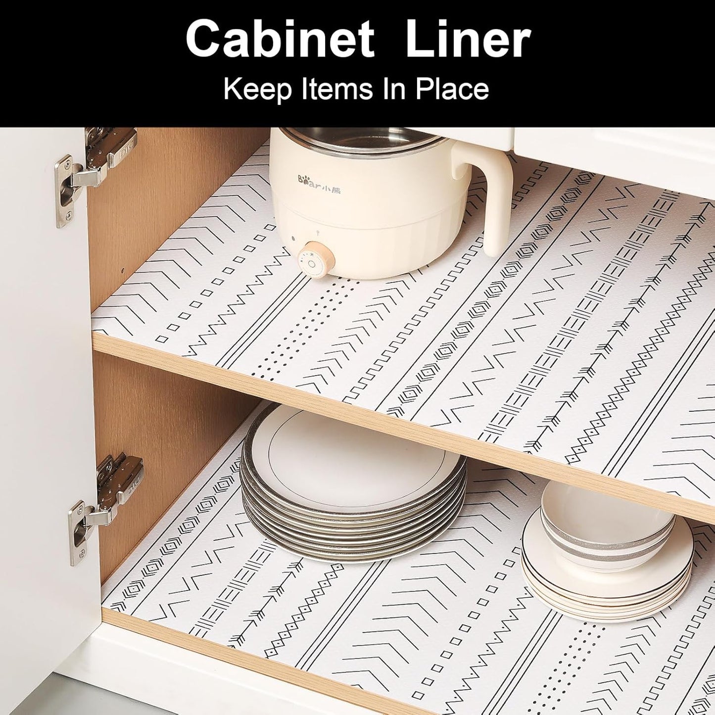 Cooyes Shelf Liners for Kitchen Cabinets Refrigerator Liners Waterproof & Oil-Proof Kitchen Cupboard Liner Drawer Mats EVA Material Non Adhesive Fridge Liner for Shelves