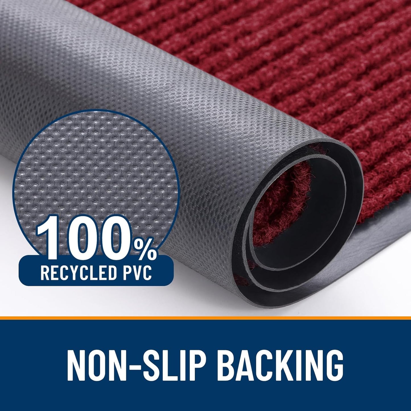 OLANLY Front Door Mat Indoor Outdoor Entrance, Waterproof Heavy Duty Doormat, Fade Resistant, Low Profile, Easy Clean Patio Porch Welcome Floor Mats for Entry, 35x23, Wine Red
