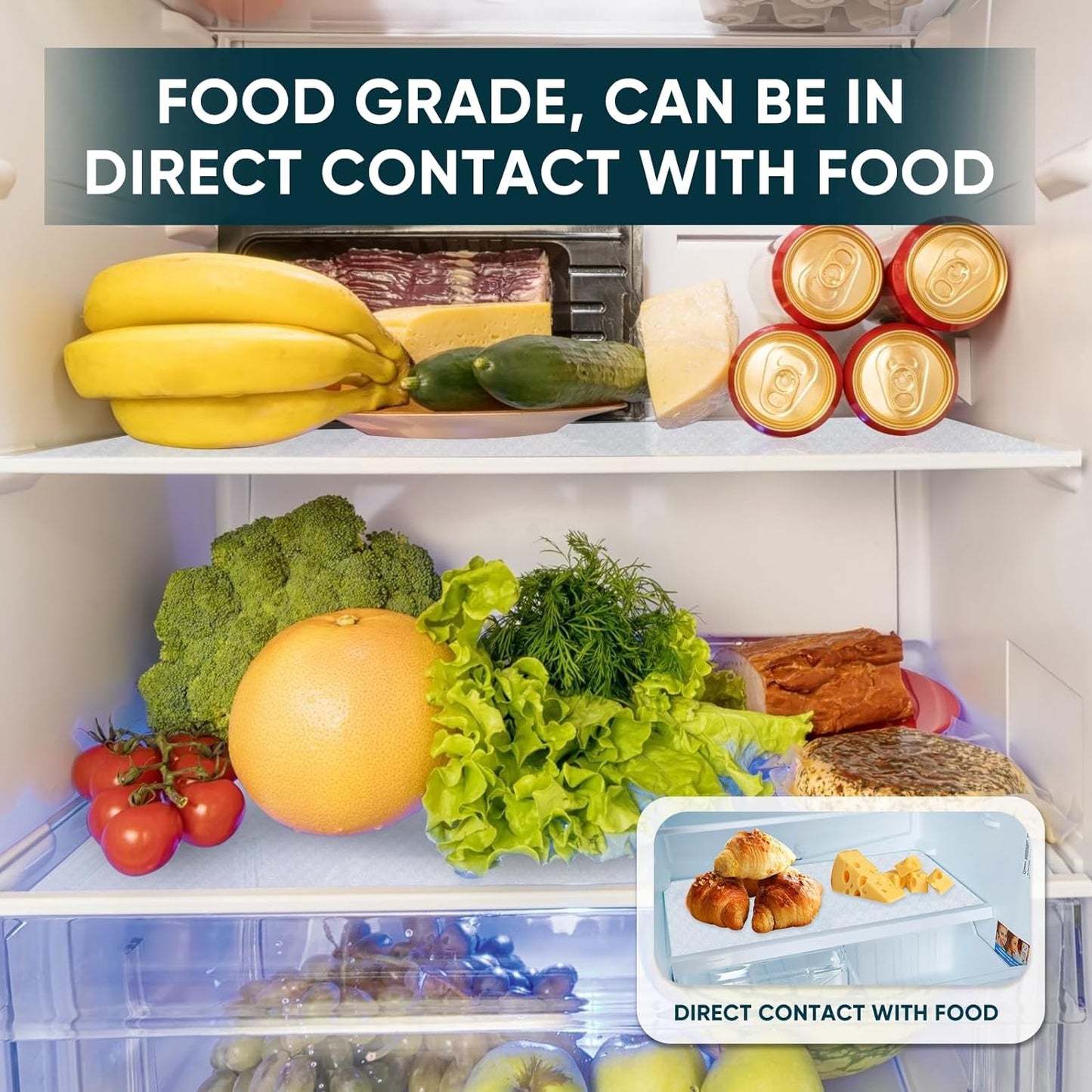 Shelf Liners for Kitchen Cabinets Non-Adhesive & Washable,Non Slip Cabinet Liners for Shelves Waterproof & Oil Proof,Clear Plastic Drawer Liner,Easy to Cut & Food-Grade EVA 12'' x 20' x 2 Rolls CT-122