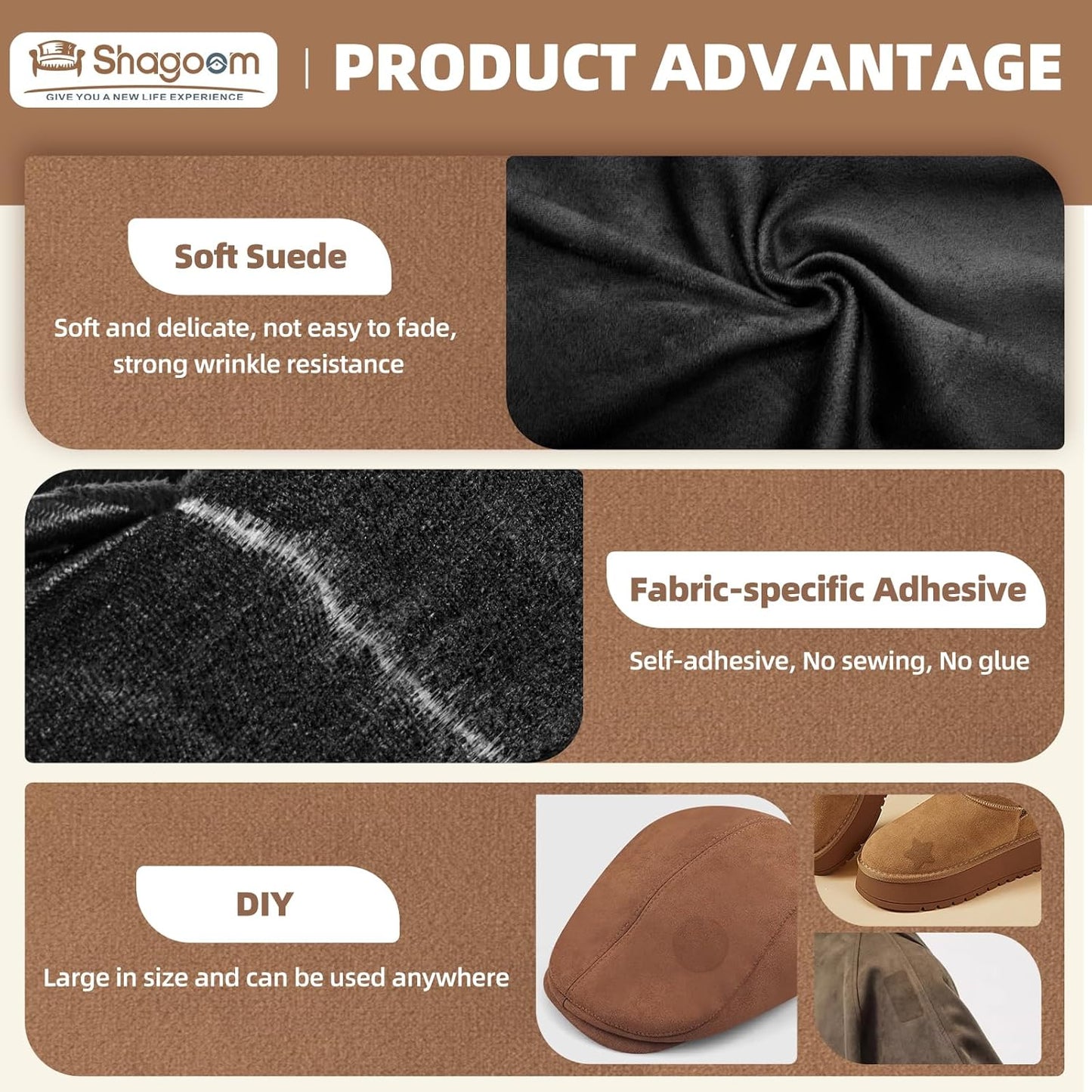 Suede Repair Patch, 35X79 Inch Fabric Large Repair Tape, Self-Adhesive Patches for Furniture, Sofa, Car Interior, Shoes, Hand Bag, Clothing (Beige, 35X79 Inch)