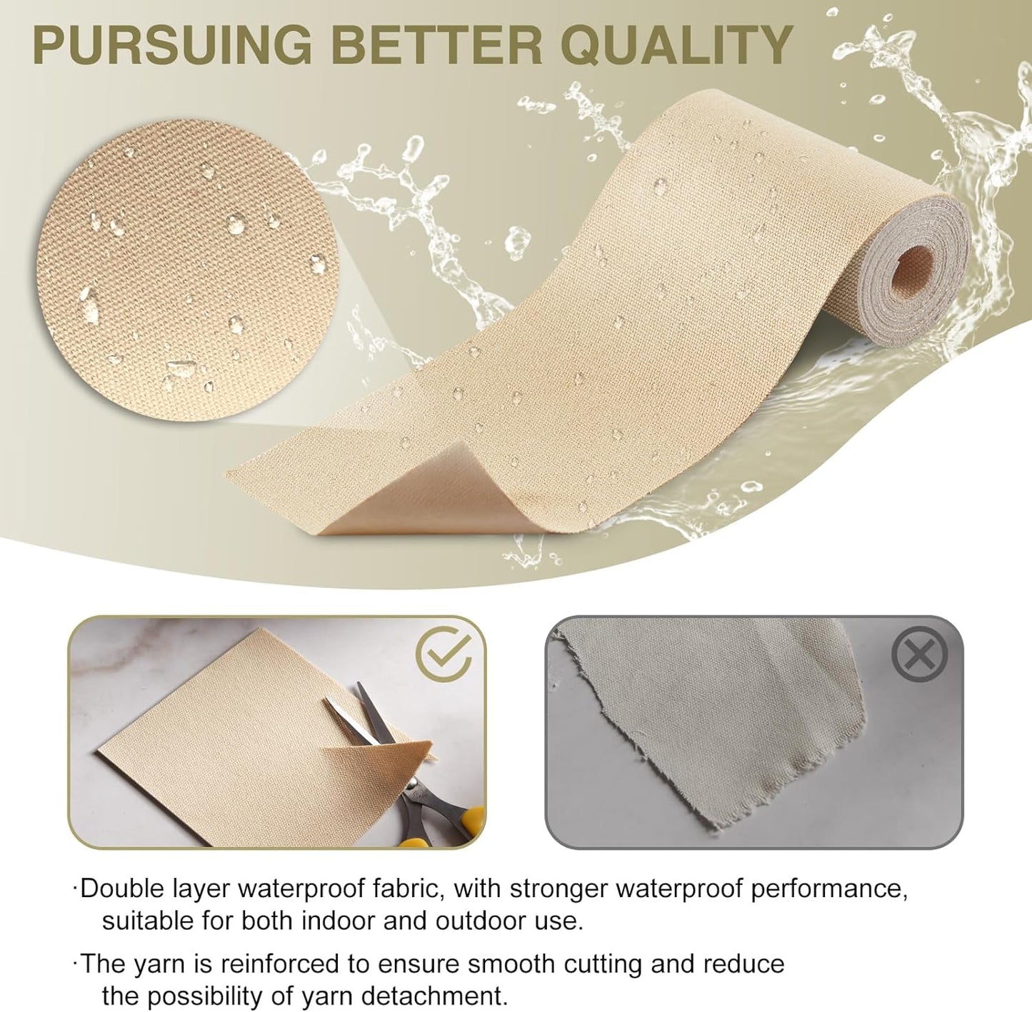 Canvas Repair Tape 4×70 Inch Waterproof Self-Adhesive Fabric Repair Patch for Repairing Boat Covers,Tents,Patio Umbrellas,Car Seats,Luggage,Sofas.(Dark Khaki)