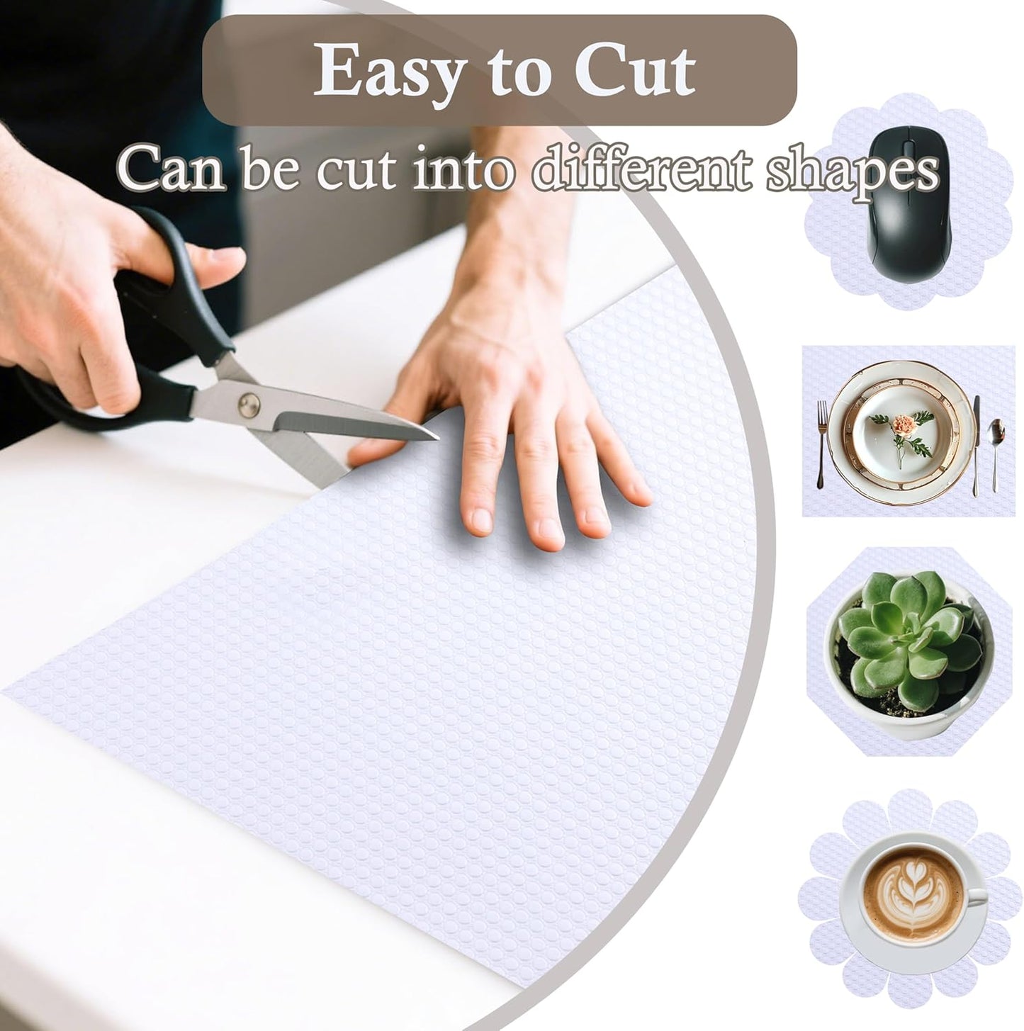 Cabinet Shelf Liners 15 Inch Wide X 20 Ft Kitchen Drawer Liner Non-Adhesive Pantry Cupboard Liner Non-Slip Waterproof & Oil-Proof Refrigerator Shelf Liners Strong Grip Drawer Mat (White)