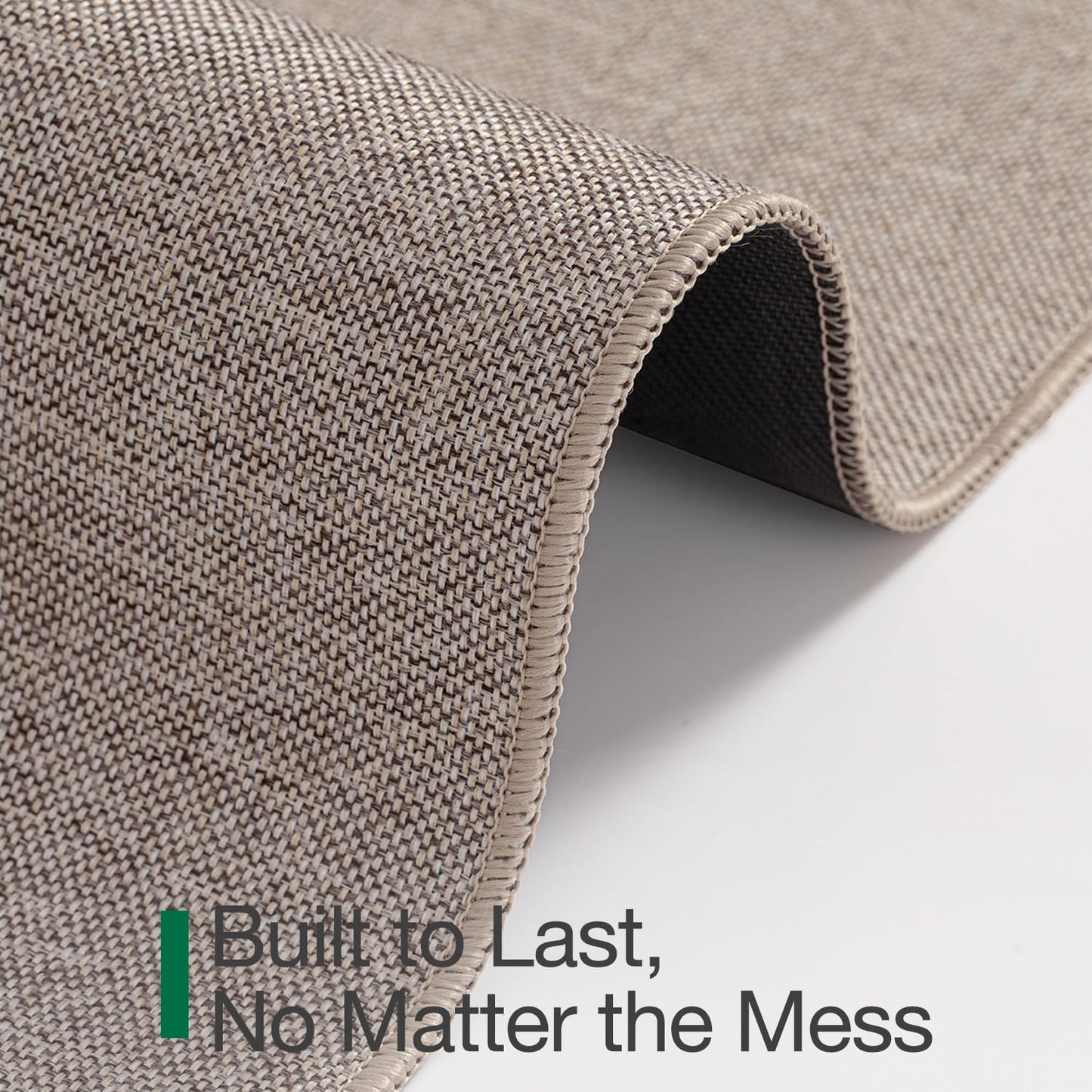 LUMI Ultra Thin Door Mat for Entryway, 24"x36" Low Profile Non Slip Rubber Backing Indoor Doormat, Easy Clean Welcome Entrance Mat for Inside House, Patio, Khaki