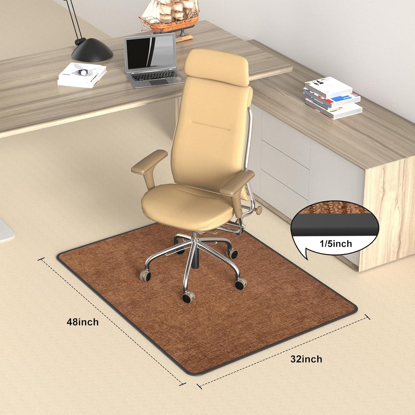 Heavy Duty Office Chair Mat for Carpet and Hardwood Floor Bohemian Desk Chair Mat Rug 36'' x 48'' Jacquard Woven Surface Floor mats for Office Home
