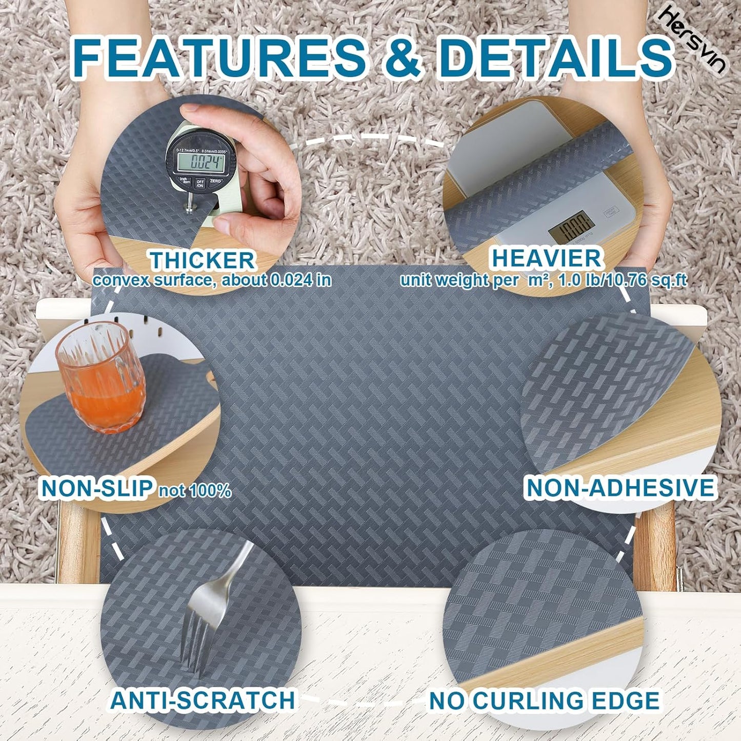 Shelf Liners 16 in x 20 ft EVA Drawer Mats, Non-Adhesive Cupboard Pad, Kitchen Cabinet Lining Fridge Cushion (Gray Crossed Stripe, 40.7x610cm)