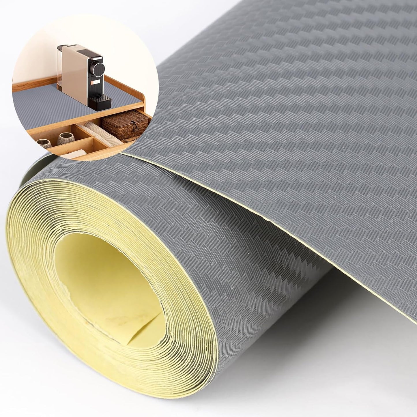Self-Adhesive Shelf Liner Kitchen Liner, Waterproof Backed Paper Easy Peel and Stick Contact Liner Without Residue for Decor Your Desk Surface, Kitchen Countertops (Silver, 23.6 x 118.1 inches)