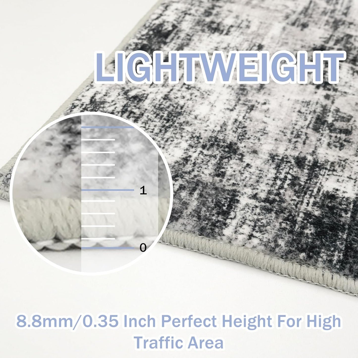 IOHOUZE Abstract Area Rug 4x6 Ft Washable Rugs for Entryway Indoor, Non Slip Small Living Room Rugs Printed Faux Wool Throw Rug, Floor Carpet for Kitchen Nursery Playroom, Black Grey