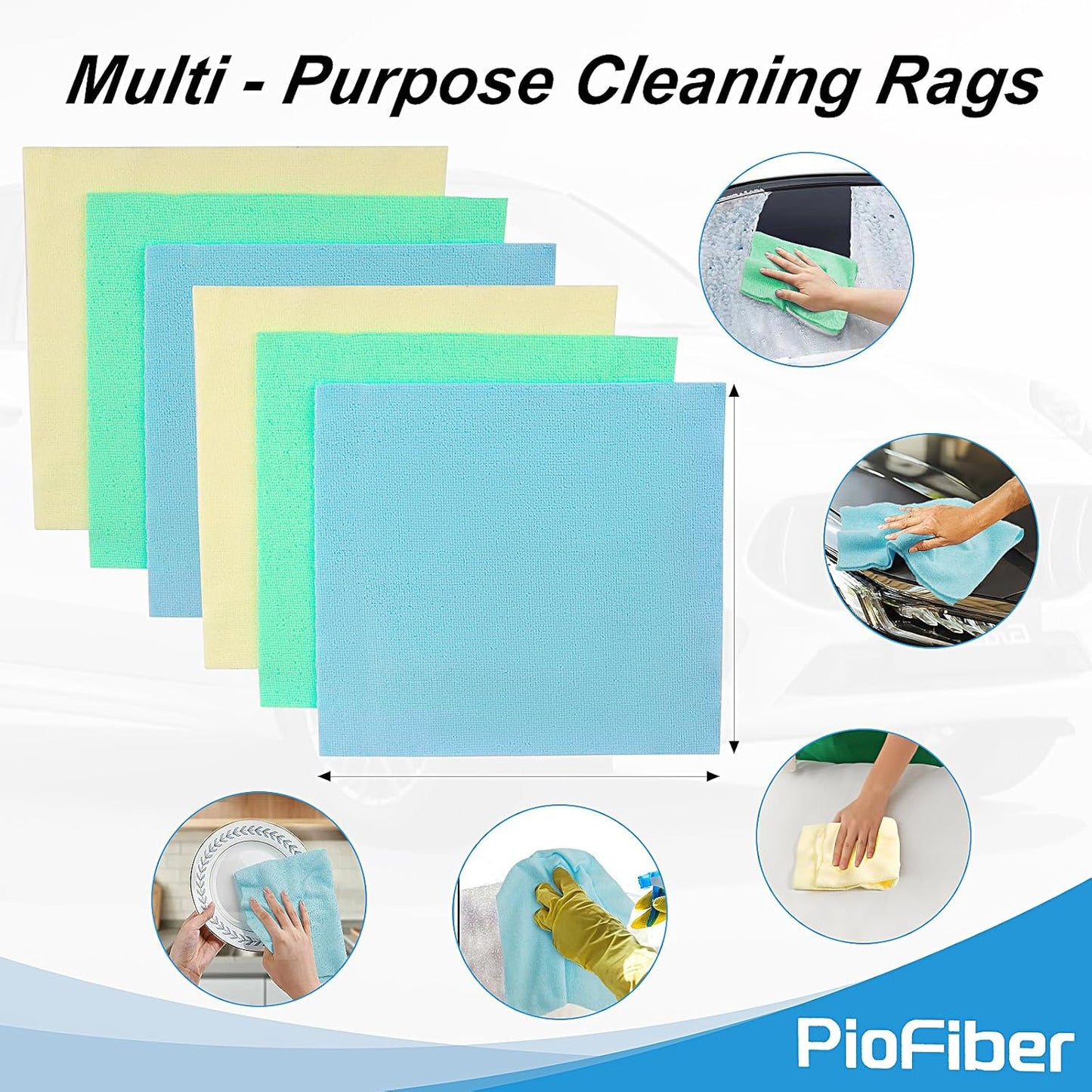 Shop Towels – 50 Pack Edgeless Microfiber Cleaning Cloths, Lint-Free & Reusable Rags for Car Detailing, Kitchen, Garage, Glass – Ultra Soft Quick Dry Towels, 12"x12"