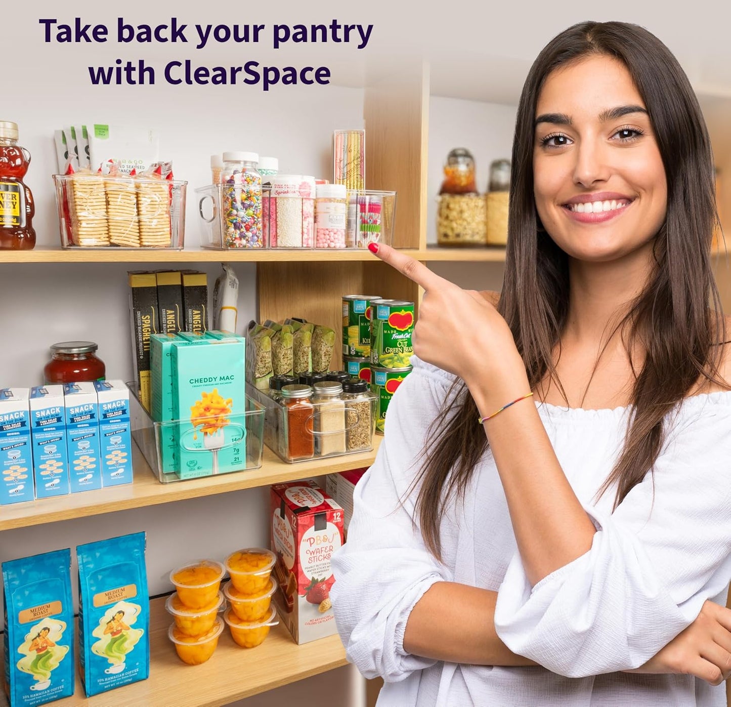 ClearSpace Pantry Organization and Storage Bins with Removable Dividers – Perfect Pantry Organizers or Kitchen Organization – Refrigerator Organizer Bins, Cabinet Organizers (2 Pack)