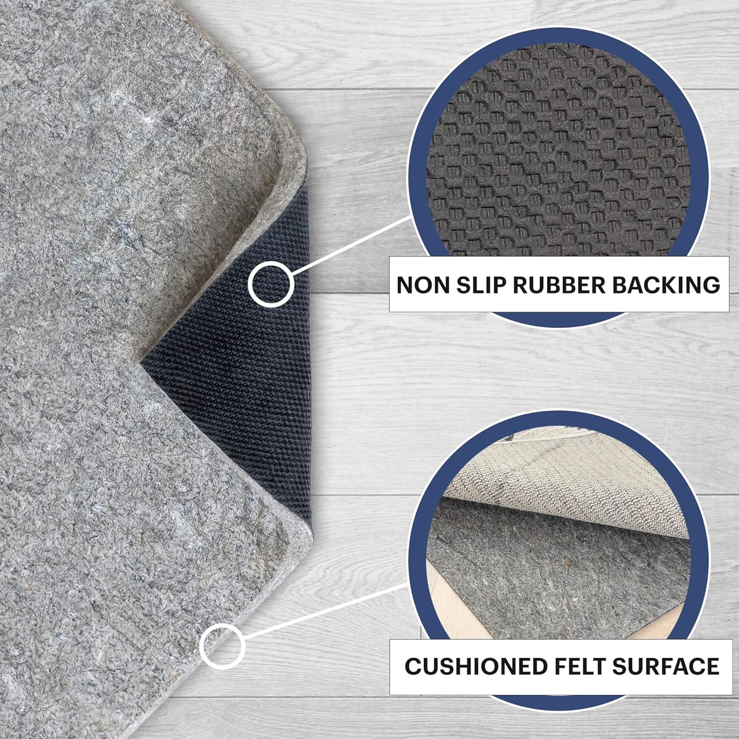 RUGPADUSA - Dual Surface - 9'x12' - 3/8" Thick - Felt + Rubber - Enhanced Non-Slip Rug Pad - Adds Comfort and Protection - for Hard Surface Floors