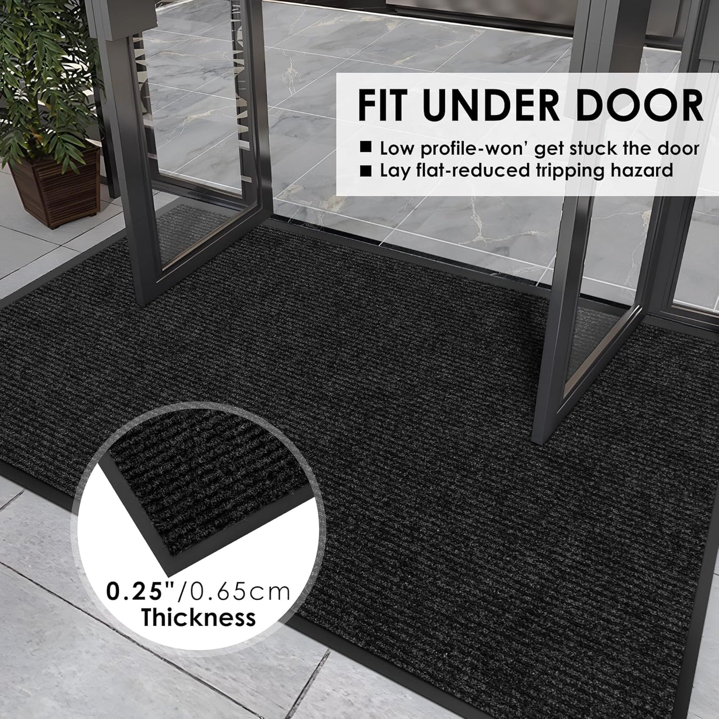 4′ x 34′ Front Door Mat Indoor Outdoor Entrance, Commercial Floor Mat Heavy Duty Dirt Trapper Entryway Doormat, Custom Size Non Slip Rubber Backing Welcome mat, Door Mat for High Traffic Area