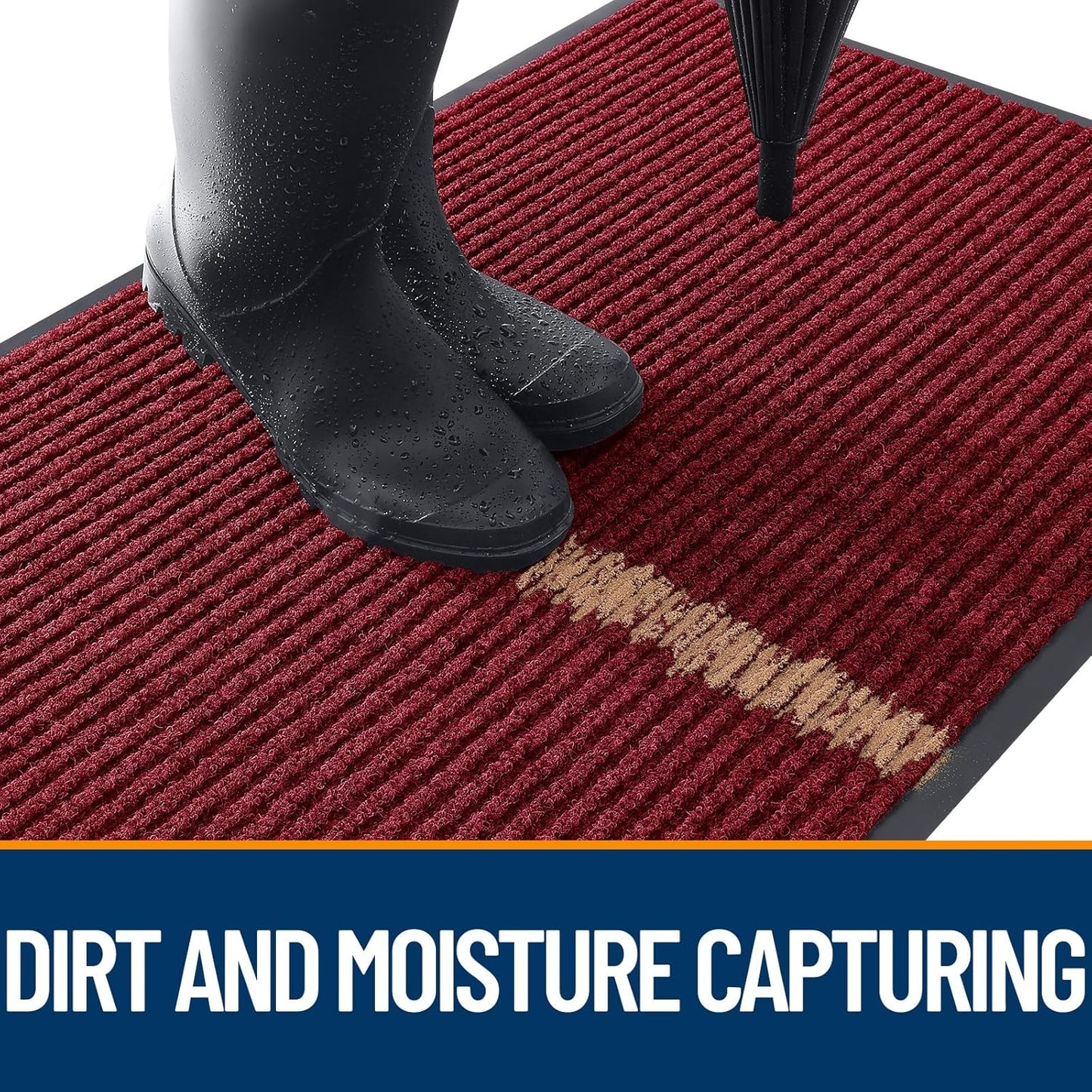 OLANLY Front Door Mat Indoor Outdoor Entrance, Waterproof Heavy Duty Doormat, Fade Resistant, Low Profile, Easy Clean Patio Porch Welcome Floor Mats for Entry, 29.5x17, Wine Red
