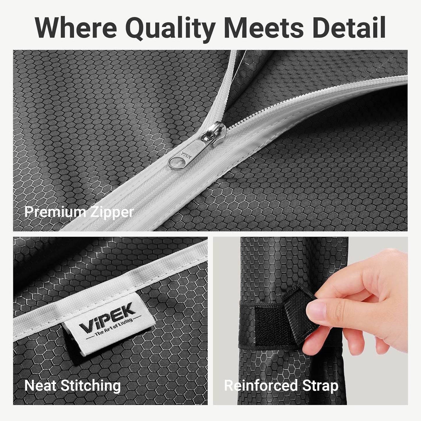 VIPEK V7C Garment Racks with Cover Portable Closets for Hanging Clothes, Heavy Duty Clothes Rack with Shelves Metal Closet Wardrobe, Max 670lbs, Black Rack with Black Upgraded Polyester Cover