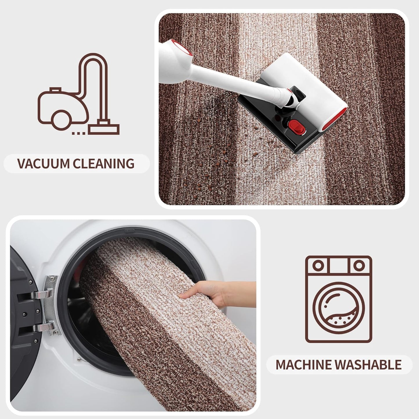Kitinjoy Indoor Outdoor Door Mat, 71x47 Non-Slip Absorbent Dirt Trapper, Low-Profile Washable Inside Entrance Front Floor Mat, Sturdy Soft Entry Doormats for Entryway, Brown