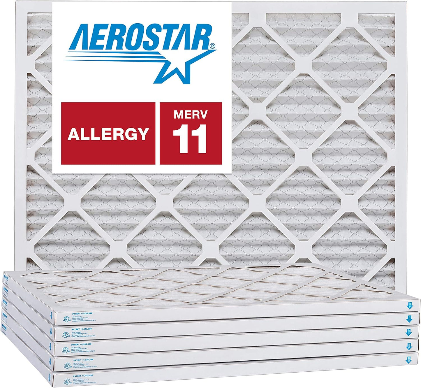 Aerostar 16 1/2x21 5/8x1 MERV 11 Pleated Air Filter, AC Furnace Air Filter, 6 Pack (Actual Size: 16 1/2" x 21 1/2" x 3/4")