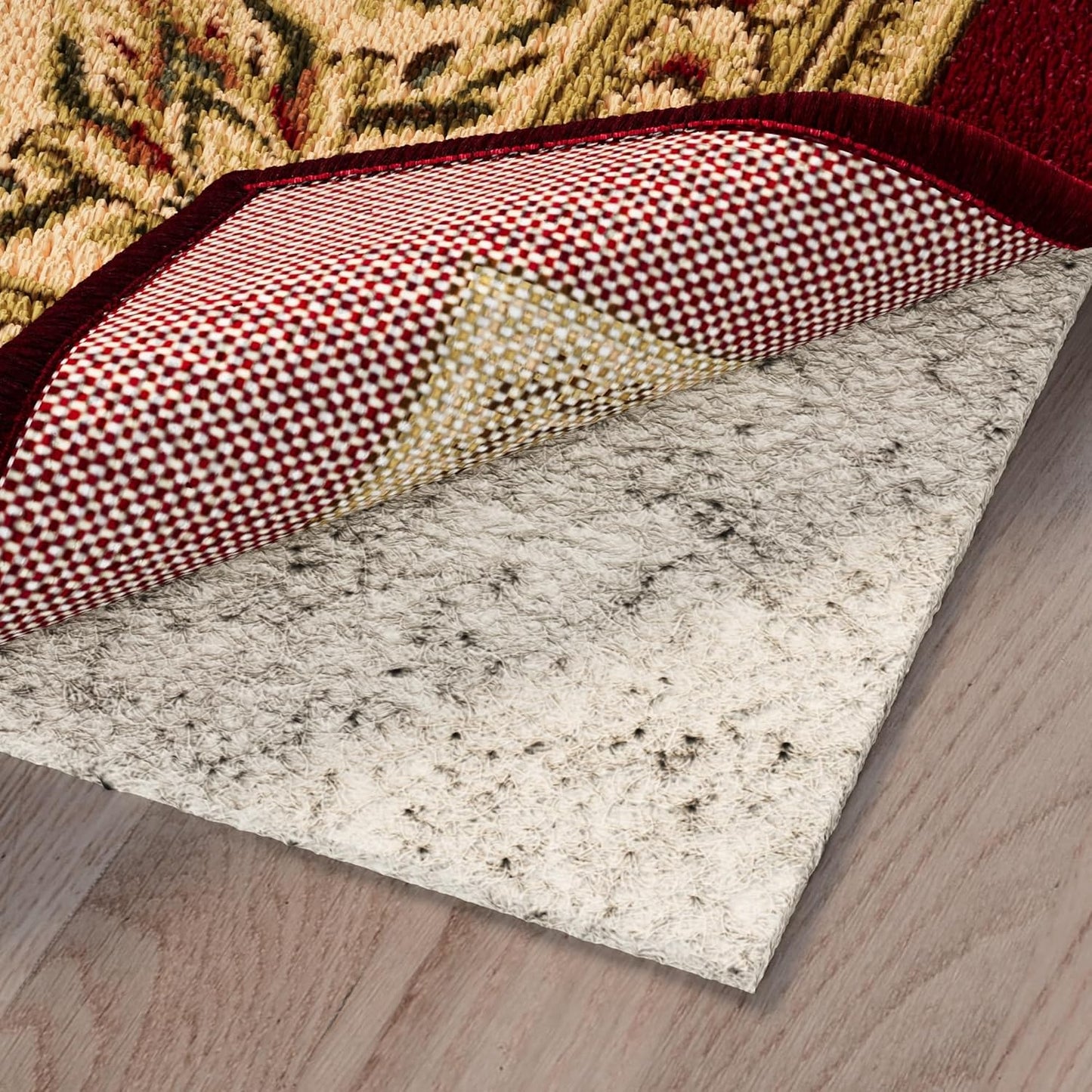 Ottomanson 2'7" x 12' Non-Slip Rug Pad Gripper 1/12 Inch Ultra Thin Dual Surface Felt + Rubber Gripper - Safe for All Floors, Cream