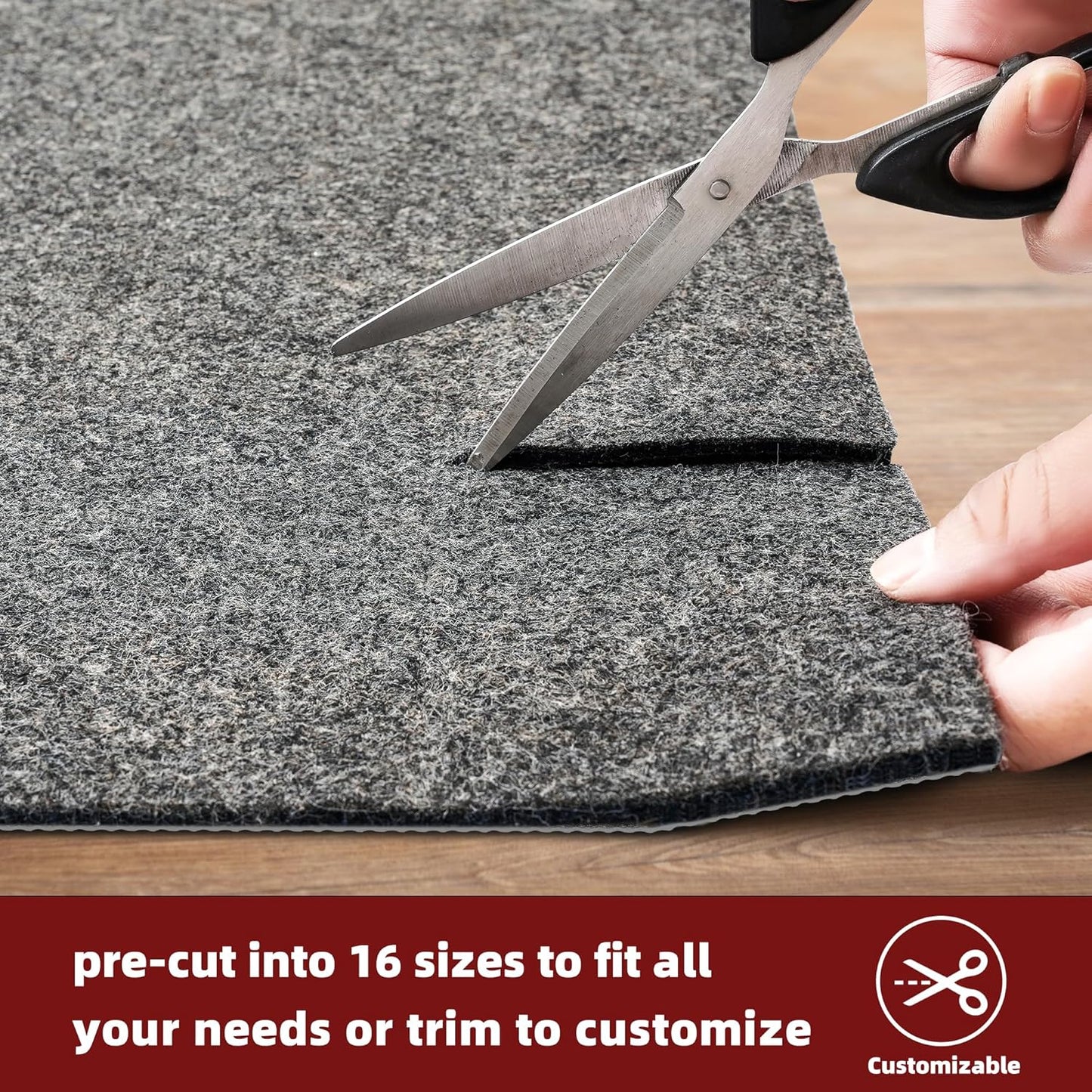BAGAIL Felt and Natural Rubber Backing Rug Pads 1/4” Thick, 8 x 10 Ft Non Slip Carpet Gripper Keep Rugs in Place, Under Area Rug Protective Cushioned Pads, Carpet Runners, Hardwood Floors Protection