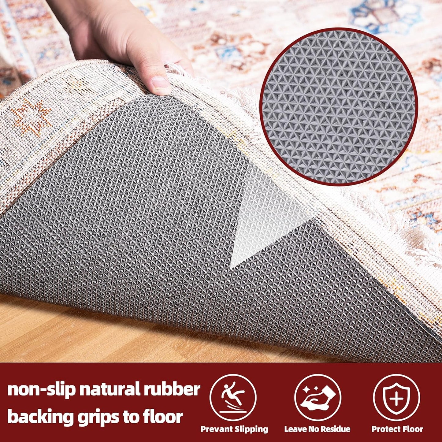BAGAIL Felt and Natural Rubber Backing Rug Pads 1/4” Thick, 2 x 8 Ft Non Slip Carpet Gripper Keep Rugs in Place, Under Area Rug Protective Cushioned Pads, Carpet Runners, Hardwood Floors Protection