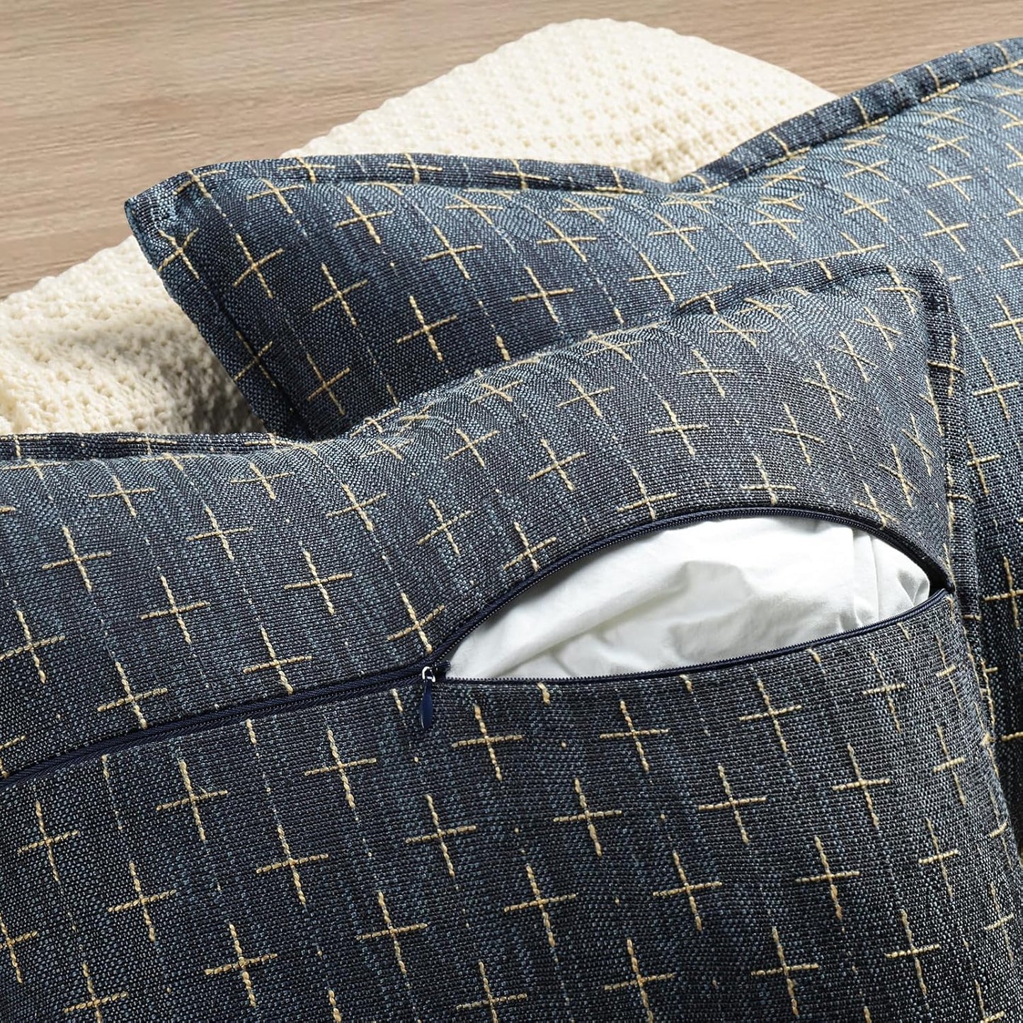 ZWJD Pillow Covers 20x20 Set of 2 Soft Polyester Textured Pillow Covers with Stylish Flange Edge Cozy Farmhouse Throw Pillows for Couch Bed Sofa Living Room