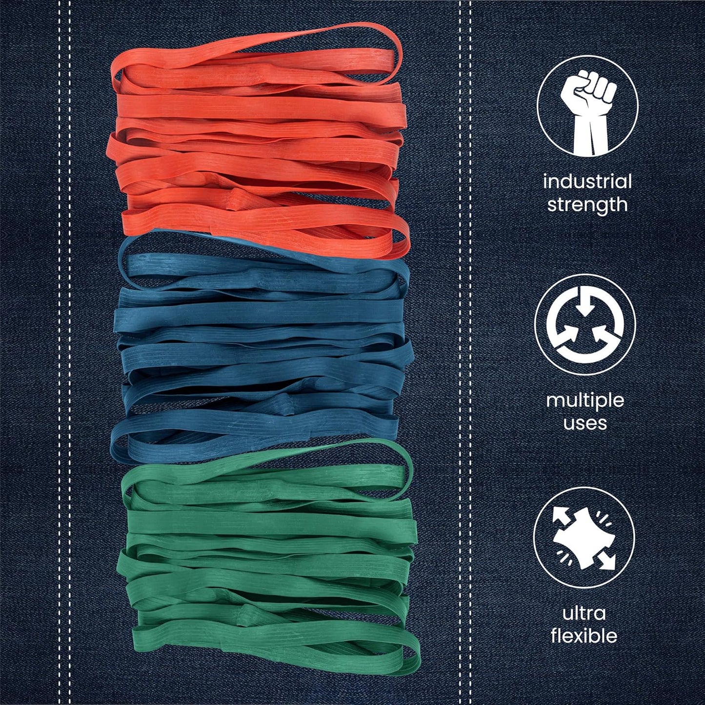 12 Pack Variety Extra Large Moving Rubber Bands for Furniture and Moving Blankets - Extra Strength Rubber Mover Bands - 42", 30" and 26" Length - Moving Supplies by Kitchentoolz