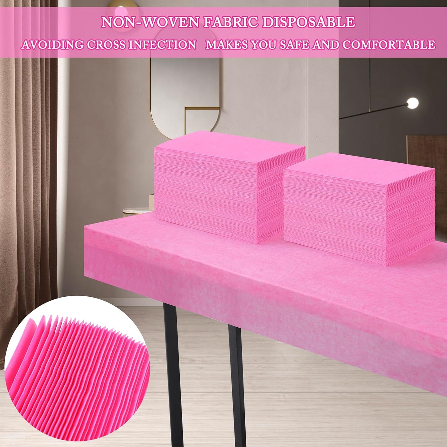 800 Pcs Disposable Bed Sheets 31" x 71" Massage Table Sheets Non Woven Fabric SPA Bed Cover Breathable for Massage Beauty Tattoos (800 Pcs Pink)