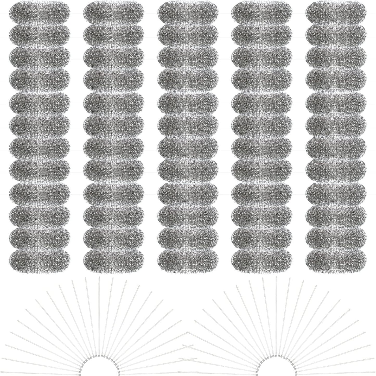 60 Pieces Washing Machine Lint Traps with 60 Cable Ties, Rust-Proof Stainless Steel Lint Traps Laundry Mesh Hose Filter Screen Catcher for Washing Machine Discharge Hoses