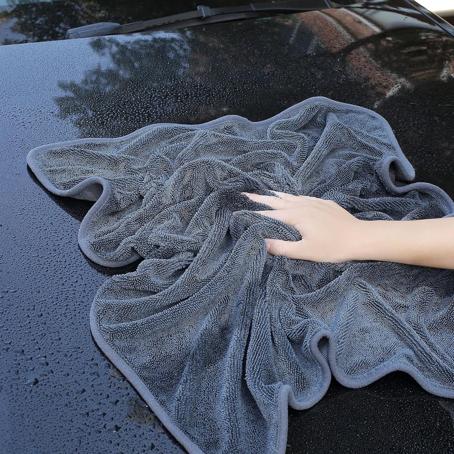 JOYMOOP Microfiber Towels for Cars, 3 Pack 35.4" x 23.6" Car Drying Towel, Dark Gray Reusable Car Towel, Quick Drying Car Microfiber Cleaning Cloth for RVs, SUVs, Trucks